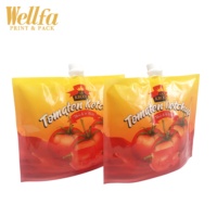 Petite pâte de ketchup Doypack imprimée personnalisée pochette en plastique liquide cornue à 121 degrés pochette debout pour bec de sauce tomate