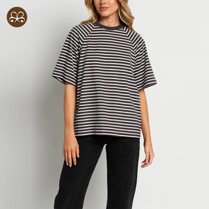 Abbigliamento Premaman Estivo Molto Venduto, T-Shirt per <span class=keywords><strong>Allattamento</strong></span> Oversize a Righe 100% Cotone - Product Image 2