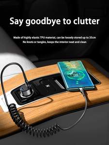 สาย5A 66W USB Type C ถึง Type C แบบสปริงดึงได้อย่างร<span class=keywords><strong>ว</strong></span>ดเร็<span class=keywords><strong>ว</strong></span>สายชาร์จสำหรับ Xiaomi redmi Samsung <span class=keywords><strong>OPPO</strong></span> Huawei HUAWEI USB C ข้อมูลรถยนต์ - Product Image 4