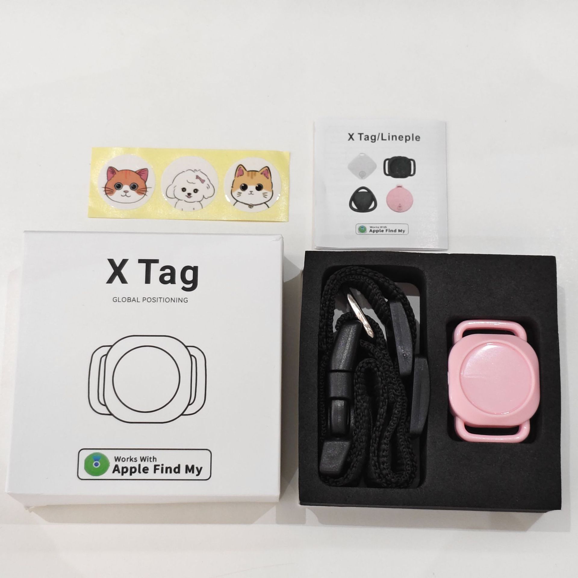 Pink color box manual collar cat dog sticker