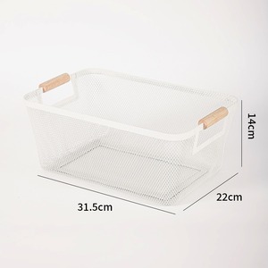 Organizzatore da tavolo con manico in legno in filo metallico cesto per articoli vari - Product Image 1