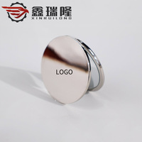 Miroir de maquillage de poche pliable personnalisé en métal doré avec option de personnalisation par impression, design demi-ovale, miroir cosmétique