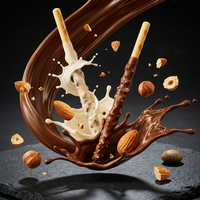 Bâtonnets de biscuits enrobés de chocolat et de lait, certifiés Halal, personnalisables, en vrac, pour les collations décontractées, avec une enrobage extérieur lisse et crémeux