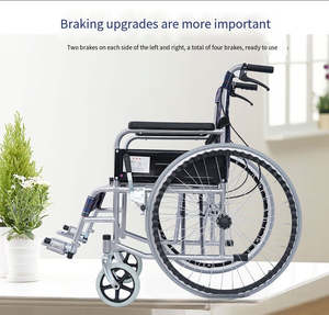 Silla de ruedas de acero ligera manual con neumáticos para personas mayores y discapacitados Uso hospitalario Terapia física - Product Image 5