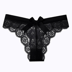 Braguitas de Encaje sin Costuras Transpirables para Mujer, con Lazo, Diseño Hueco, Estilo Casual, Tela Bordada, Lavada, Ropa Interior Sexy - Product Image 1