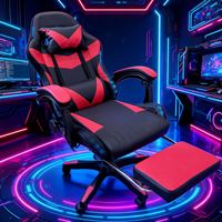 Chaise de bureau industrielle pivotante en cuir PU noir/doré à dossier haut avec fonction massage, idéale pour le gaming et le cockpit, livraison gratuite