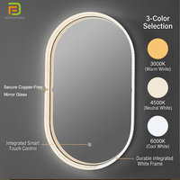 Miroir intelligent mural de salle de bain BF Custom, forme ovale, écran tactile, miroir de vanité avec lumière LED