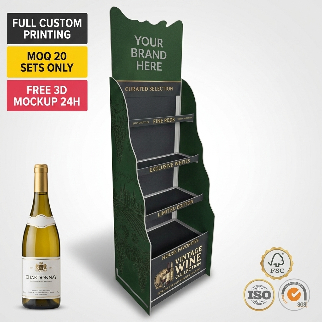 Custom 5-Tier PVC Wine Display Racks Floor Standing White Wine Bottle Display Stand OEM Wholesale for Supermarket Liquor Store — view 2