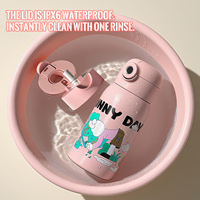 Bouteille d'eau pour enfants 500 ml en acier inoxydable 316, design mignon, avec couvercle à paille et poignée, anti-fuite, écologique, couleurs assorties, déverrouillage par empreinte digitale