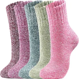 High Ribbed Thick Solid Color Socks Super Soft Hiking Thick Knit Cabin Cozy Warm Long Crew Socks Wool Boot Socks for Women