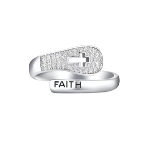 LC20250401 all'ingrosso di moda platino fortunato in acciaio inox benedetto <span class=keywords><strong>fede</strong></span> religiosa cristiana di traverso anelli a croce per matrimoni - Product Image 1