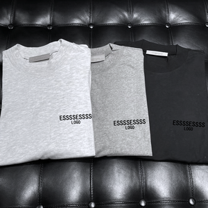 Camiseta de Verano de Manga Corta 100% Algodón <span class=keywords><strong>ESSS</strong></span> Edición Especial con Doble Línea y Letras - Corte Holgado Unisex Simple y Moderno - Product Image 1
