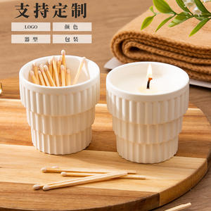 Porte-bougie cylindrique en céramique de style nordique, vide, pour usage domestique, cadeau, DB2861 - Product Image 2