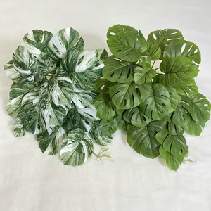 Longyu Craft Flowers 3D Printed Monstera <b>Leaves</b> <b>Wall</b> Hanging Artificial Plant Green White-green 54cm Home <b>Decor</b> - Product Image 1