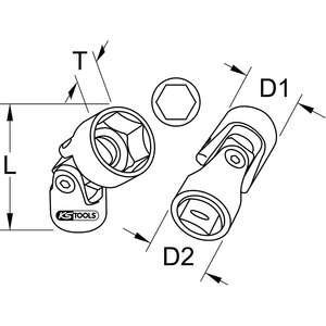 KS TOOLS Douille hexagonale 1/4 "avec joint flexible, 10mm - Product Image 3