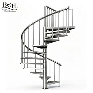 <span class=keywords><strong>Escalier</strong></span> en spirale extérieur personnalisé en acier au carbone, structure métallique antirouille, marches en bois, escaliers en spirale pour villa, cour, usage commercial - Product Image 1