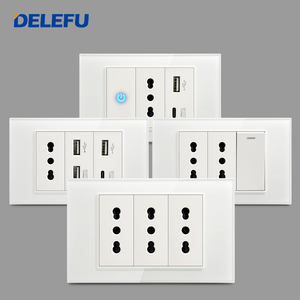 Delefu tiêu chuẩn ý ổ cắm với USB thông minh Loại C 20 Wát sạc nhanh, kép USB tường ổ cắm Glass Bảng điều chỉnh - Product Image 3