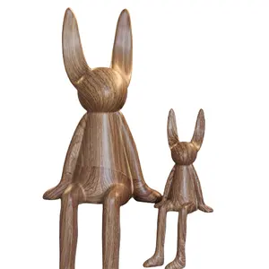 Bricolage <span class=keywords><strong>pour</strong></span> articles cadeaux Décoration intérieure contemporaine Ornements Grain de bois <span class=keywords><strong>Lapin</strong></span> assis Résine Décoration Artisanat - Product Image 1