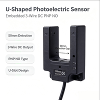 Sensor Fotoeléctrico Tipo Ranura U, 3 Cables, DC PNP NO, Distancia de Detección de 50 mm, Interruptor Fotoeléctrico