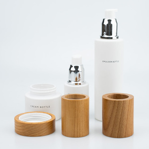 Vietnam WeWood Eco Friendly Skincare Packaging Cream Jar Cosmético Glass Serum Loción Toner Pump Botella Tapa de madera - Product Image 5