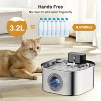 Fontaine à eau automatique sans fil pour chat en acier inoxydable 3,2 L OEM ODM, alimentation par batterie 4000 mAh, portable, avec capteur de mouvement, pour intérieur