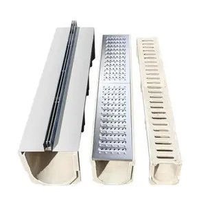 Building Material u-shaped stainless steel slot drain cover precast concrete drainage channels with stainless steel covers