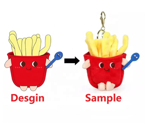 Personalizzabile simpatico ciondolo alimentare giocattolo morbido peluche imbottito Hamburger Chips portachiavi ricamato in cotone PP - Product Image 2