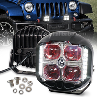 Luz Auxiliar LED OVOVS de 6'' para Todoterreno con Fondo Rojo, Luz de Señal de Giro DRL, Luz Lateral para Camioneta o Tractor