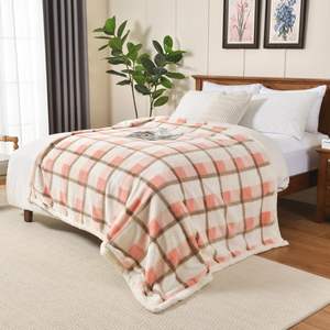 高品质夏尔巴法兰绒冬季毛毯工厂生产定制镶嵌时尚经典款式床上用品批发 - Product Image 3