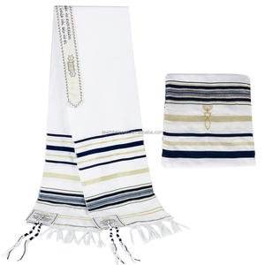 Tallit Gadol Scialle da Preghiera Tradizionale con Nappine Stile Tekhelet Tallit Scialle da Preghiera con <span class=keywords><strong>Tzitzit</strong></span> - Product Image 3