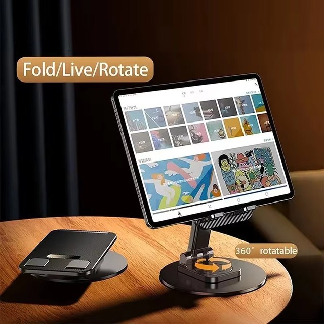 2026 Portable Alloy Metal Support Table 360 Rotating Aluminum Mobile Phone Holder Portable and Flexible for Desk or Bed Use