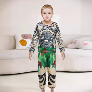 Оптовые костюмы для косплея Вайаны из мультфильма «Океанские приключения», футболки с татуировками, брюки, детские костюмы для мальчиков в стиле Мауи, пижамы с юбками-листьями - Product Image 2