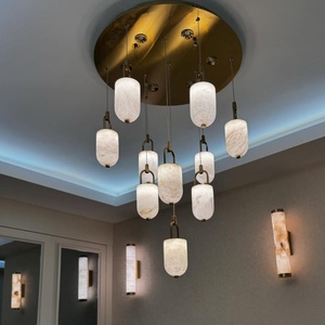 Foro ingresso moderno sala scala grande soffitto alto luce a sospensione naturale spagnolo alabastro lampada a sospensione - Product Image 4
