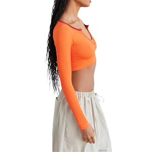T-shirt Henley classique pour femme, coupe ample, respirant, décontracté, longueur courte, vente en gros, fabriqué au Pakistan - Product Image 5