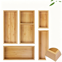 Ensemble d'organisateurs de tiroirs modernes en bambou écologique, 5 pièces, organisateurs de rangement en bois multi-usages avec plateaux de séparation