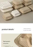 Boîtes à repas personnalisées avec logo, 2 ou 3 compartiments, compatibles micro-ondes, en canne à sucre biodégradable, avec couvercle jetable, boîte à bento pour emporter