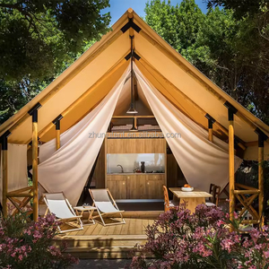 Tentes de glamping de luxe quatre saisons imperméables <span class=keywords><strong>en</strong></span> PVC avec cadre <span class=keywords><strong>en</strong></span> bois <span class=keywords><strong>pour</strong></span> les <span class=keywords><strong>vacances</strong></span> <span class=keywords><strong>en</strong></span> <span class=keywords><strong>famille</strong></span>, <span class=keywords><strong>camping</strong></span> avec balcon extérieur de 24 m - Product Image 1