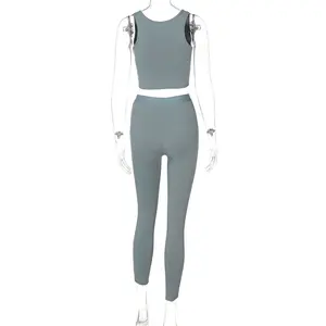 Set di abbigliamento estivo da donna abbinato canotta crop crop pantaloni da jogging set da donna due pezzi completi tuta 2 pezzi Set 2022