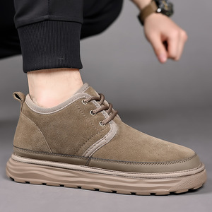 Men Winter Snow Boots <b>Ankle</b> High Round Toe Faux Suede Plush Lining Rubber Outsole Anti Slip Warm EVA Midsole - Product Image 4