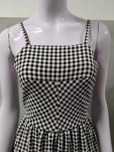 Robe midi élégante sans manches pour femmes, robes à bretelles, robe bohème de vacances, robe d'été à carreaux, vestidos - Product Image 4