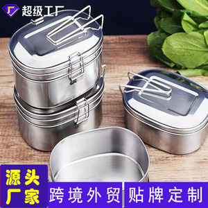 กล่องอาหารกลางวันสแตนเลส 304 ทรงสี่เหลี่ยมชั้นเดียวสองชั้นพร้อมฝาปิดสำหรับนักเรียนพนักงานออฟฟิศใช้ในโรงอาหาร - Product Image 3