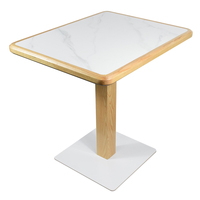 Table basse luxueuse et simple Table d'affaires Base en métal Table à manger couleur grain de bois