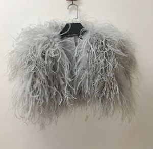 YR477 Scialle in <span class=keywords><strong>Piume</strong></span> di Struzzo a Prezzo di Fabbrica per Donne Giacca di Lusso per Matrimoni - Product Image 2