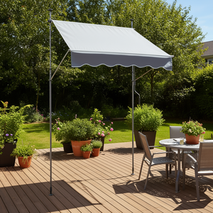 Tenda da Sole Retrattile per Patio 59x47 Pollici con Manovella, Riparo Parasole da Esterno Autoportante con Telaio in Alluminio e Telo in Poliestere - Product Image 2