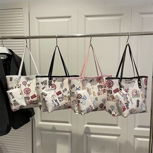 Bolso tote con estampado de paisaje urbano y bolsa a juego, bolso de hombro con ilustración de viaje vintage para mujer - Product Image 6