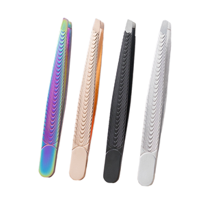 Pinzas para Cejas de Acero Inoxidable con Punta Inclinada y Mango Antideslizante para Depilación Facial y de Barba - Product Image 2