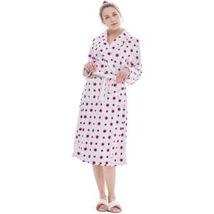 女性のための工場で居心地の良い快適な暖かい印刷冬のバスローブ特大厚いぬいぐるみ寝間着フランネルフリースエレガントなショートレイヤー - Product Image 2