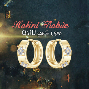 Pendientes de Aro Redondos de Plata de Ley 925 con Moissanita y Trébol de Cuatro Hojas para Mujer, Aros Anchos y Modernos, Joyería Fina de Moda - Product Image 3