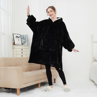 Couverture Polaire Teddy à Capuche Grande Taille pour Adulte, Personnalisable avec Logo, en Sherpa, Manches Intégrées, 100% Polyester