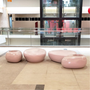 Banco de Patio Exterior de Fibra de Vidrio, Diseño Moderno y Contemporáneo, Asientos Duraderos para Centros Comerciales, Capacidad para 2 Personas, Personalizable - Product Image 4